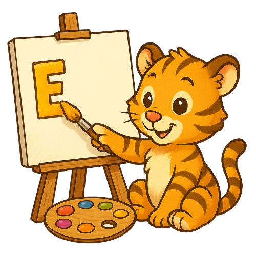 Freundlicher Tiger als Lernfreund für Kinder